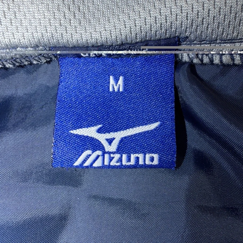 Mizuno Baseball Shirt Mens Medium Blue Gray Windbreaker Jacket Warm Up 1/4 Zip